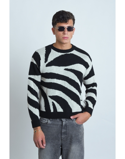 maglione bicolor misto lana