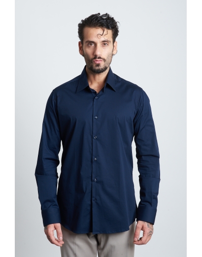 camicia regular unita blu...