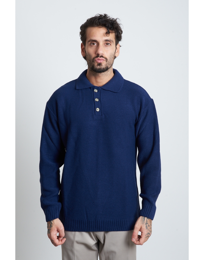 Polo in lana pesante blu