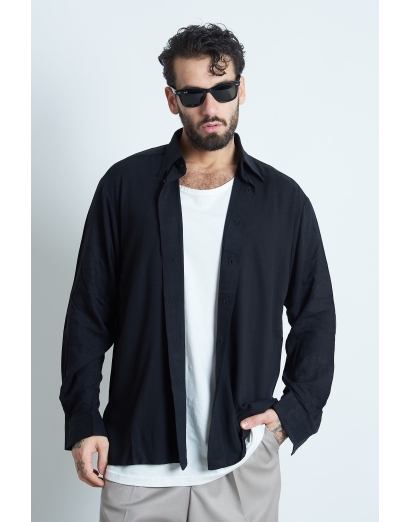 Camicia oversize viscosa nero