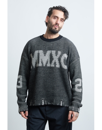 maglione cropped stampa nero